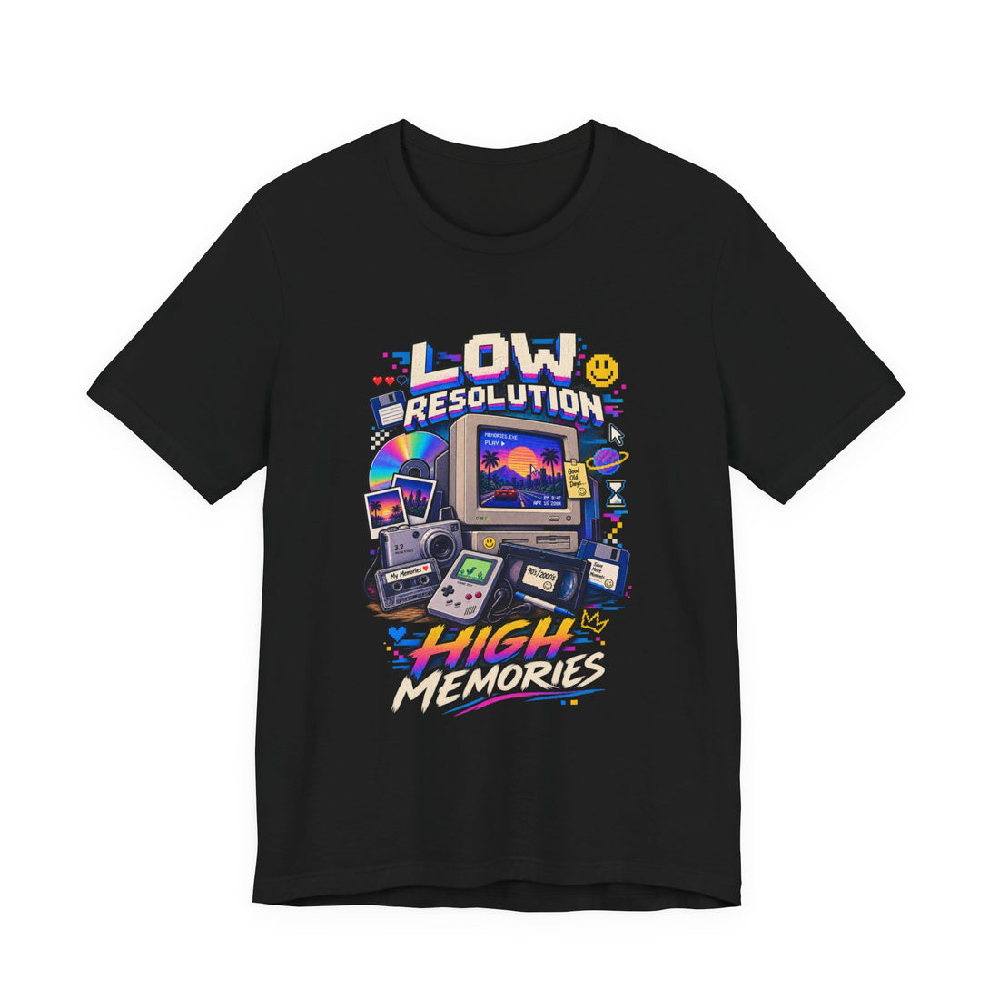 Retro Gaming Tee — "Low Resolution, High Memories" Vintage Video Game T-Shirt