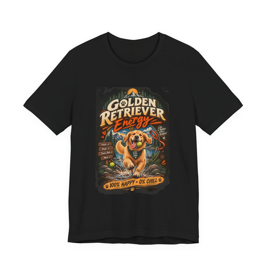 Golden Retriever Rescue Vibes T-Shirt — "Golden Retriever Energy" Graphic Tee