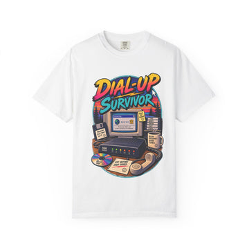 Dial-Up Survivor Retro T-Shirt — Vintage 90s Internet Nostalgia Tee