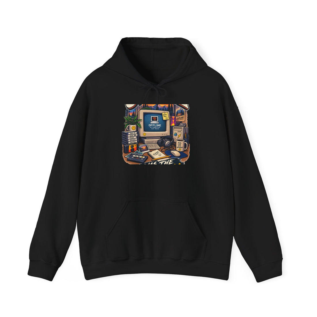 Retro Tech Desk Hoodie — Vintage Computer Gaming Setup Sweatshirt