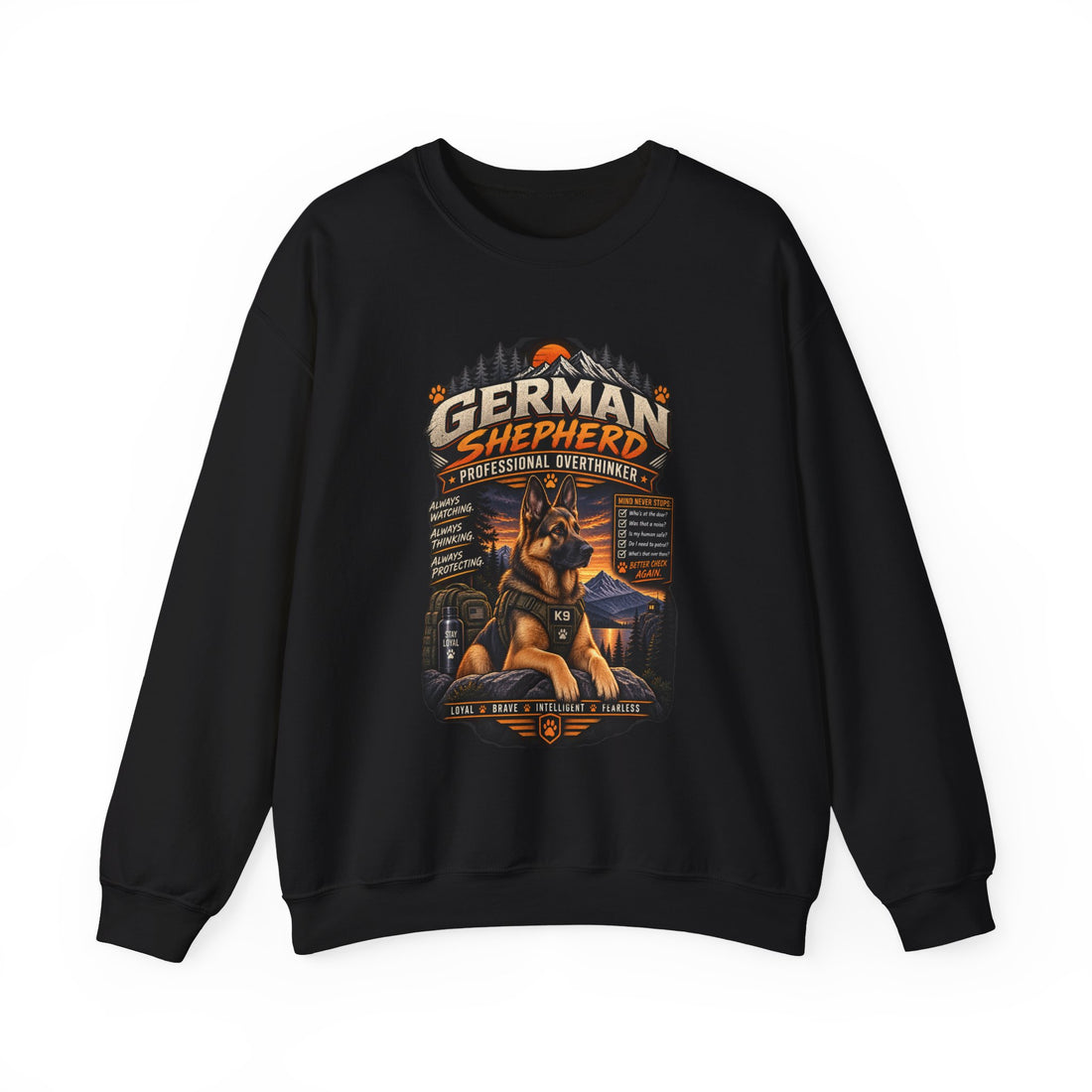 German Shepherd Crewneck Sweatshirt — Vintage K9 Protector Design