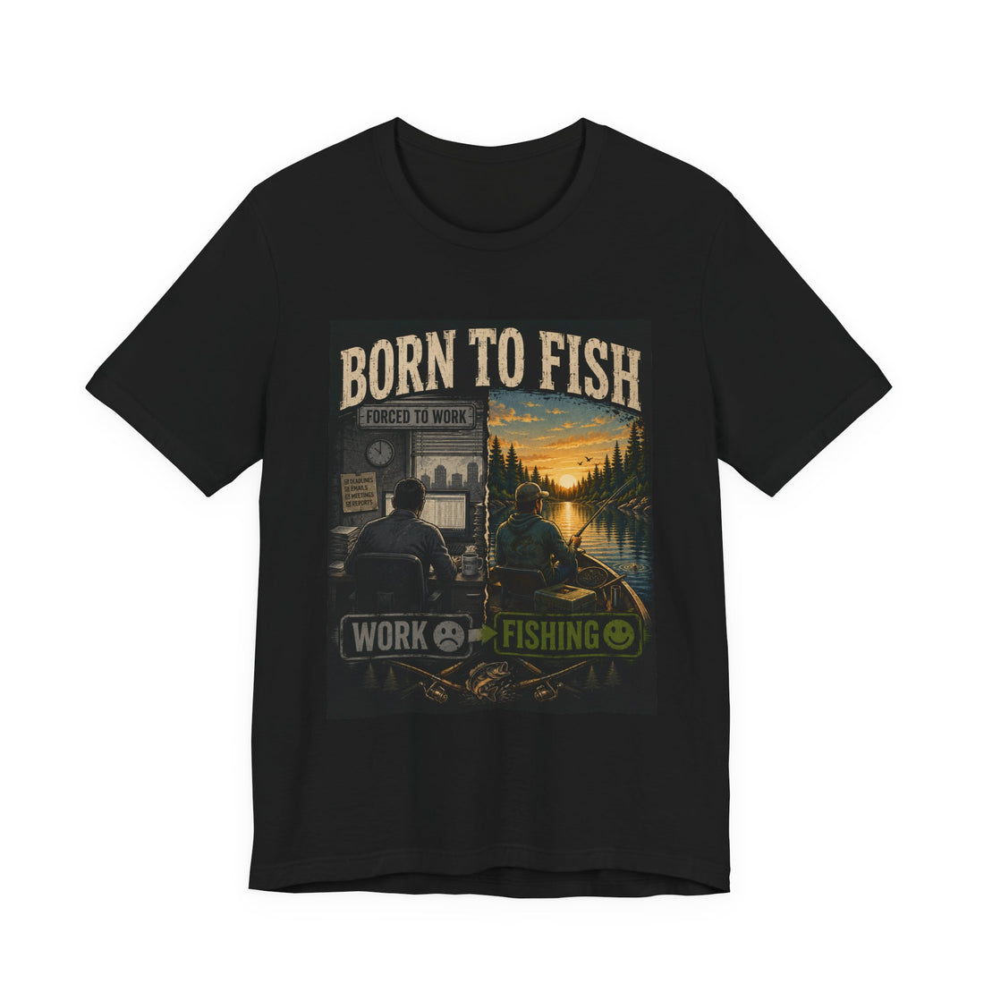 T-Shirt — "Born to Fish" Scenic Fishing Graphic Tee