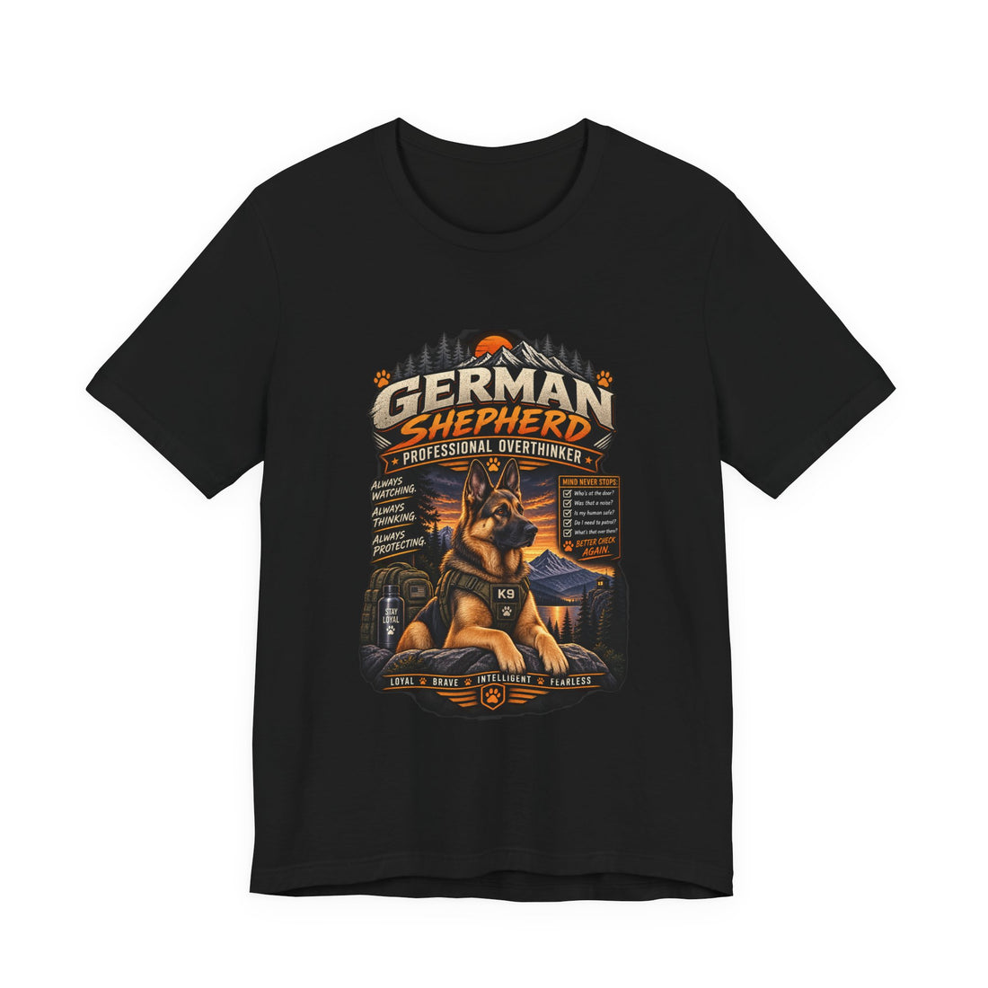 German Shepherd Tee — "Professional Overthinker" Vintage Dog Lover Shirt