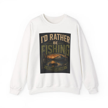 Fishing Sweatshirt - "I'd Rather Be Fishing" Vintage Sunset Crewneck