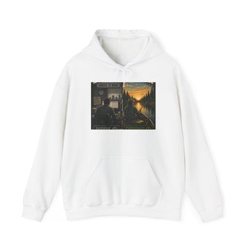 Scenic Train Ride Hoodie — Vintage Sunset Railroad Illustration