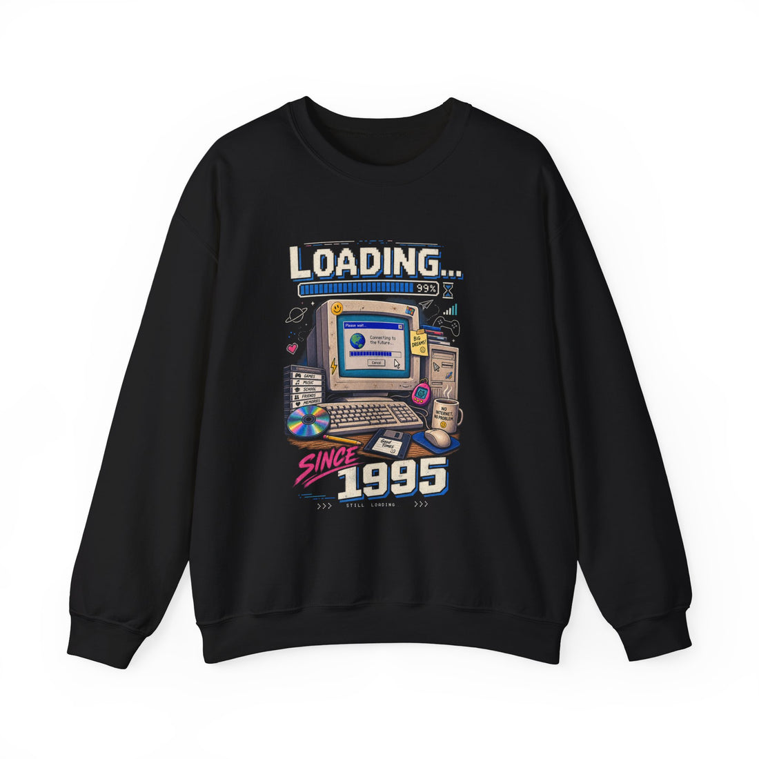 Crewneck Sweatshirt — Retro Computer 'Loading... Since 2005' Vintage Tech Graphic