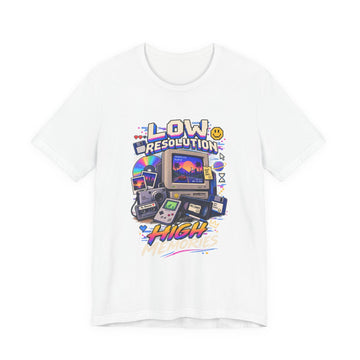 Retro Gaming Tee — "Low Resolution, High Memories" Vintage Video Game T-Shirt