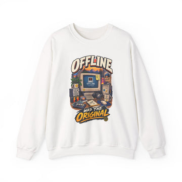 Crewneck Sweatshirt — "Offline Was the Original" Retro Computer Graphic