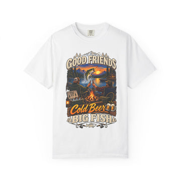 Good Friends, Cold Beer, Big Fish T-Shirt — Fishing Camp Graphic Tee