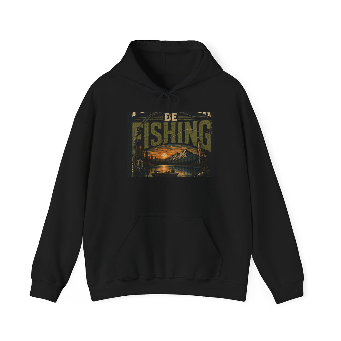 Fishing Hoodie – "Be Fishing" Sunset Lake Graphic Hooded Sweatshirt