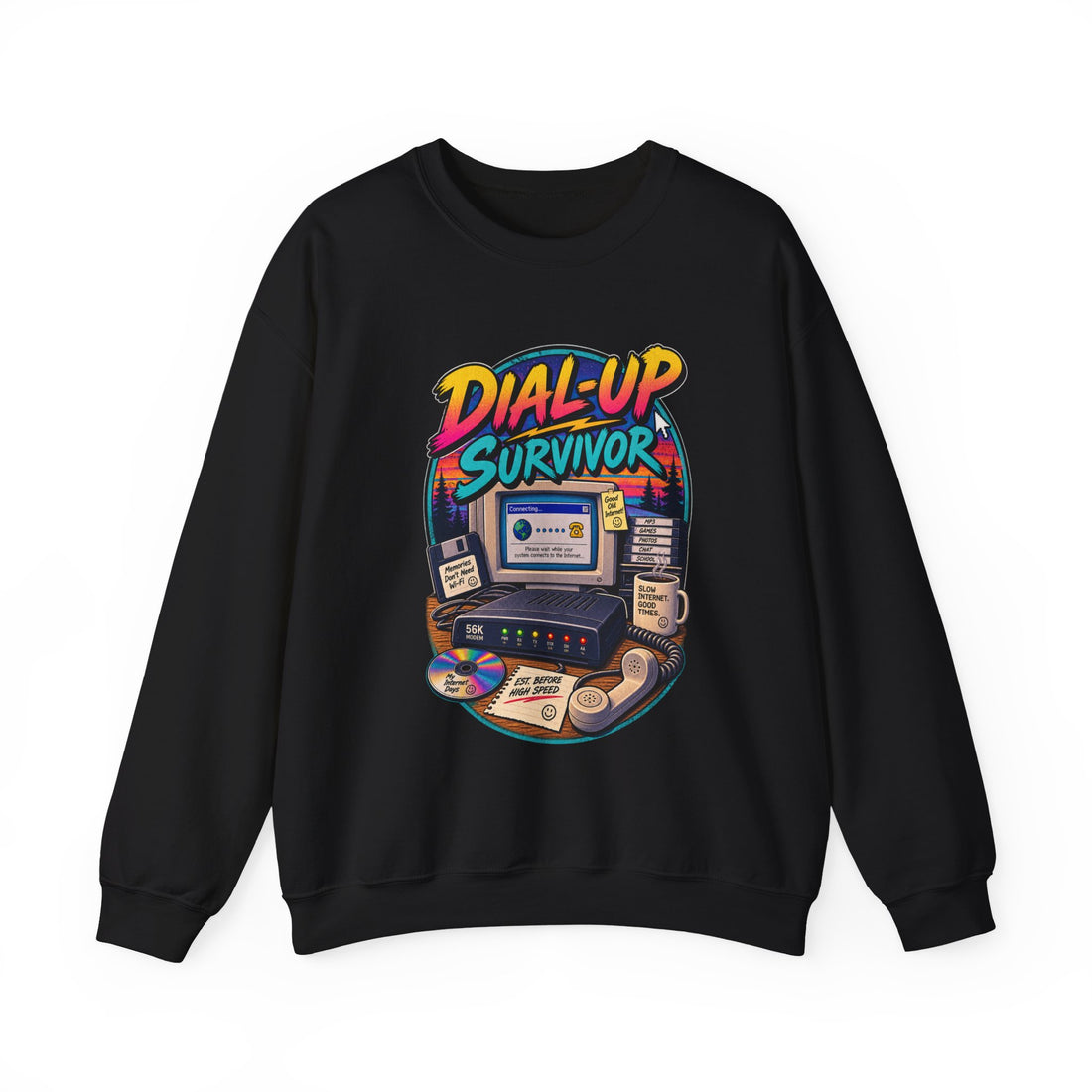 Dial-Up Survivor Sweatshirt — Retro Internet Vintage Computer Crewneck