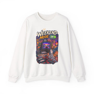 Weekend Mode On Crewneck Sweatshirt — Retro Gaming Chill Vibe