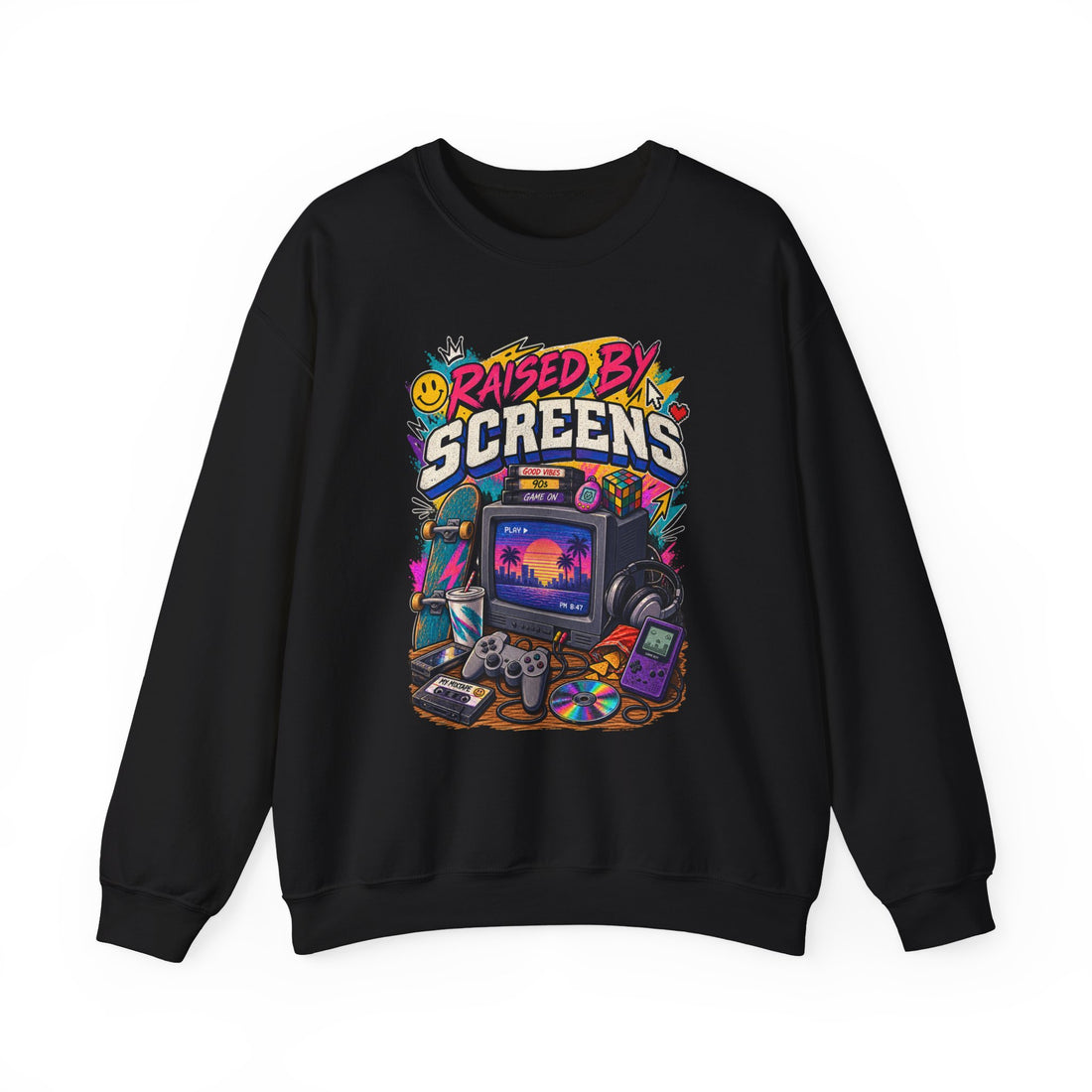 Raised by Screens Sweatshirt — Retro Gaming Crewneck