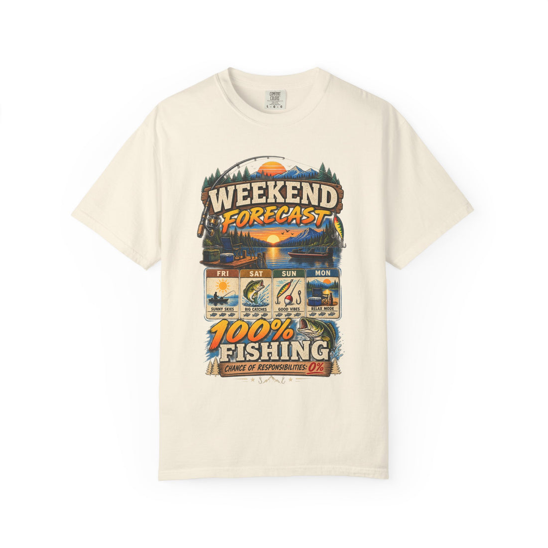 Fishing Weekend Forecast T-Shirt — 100% Fishing Graphic Tee