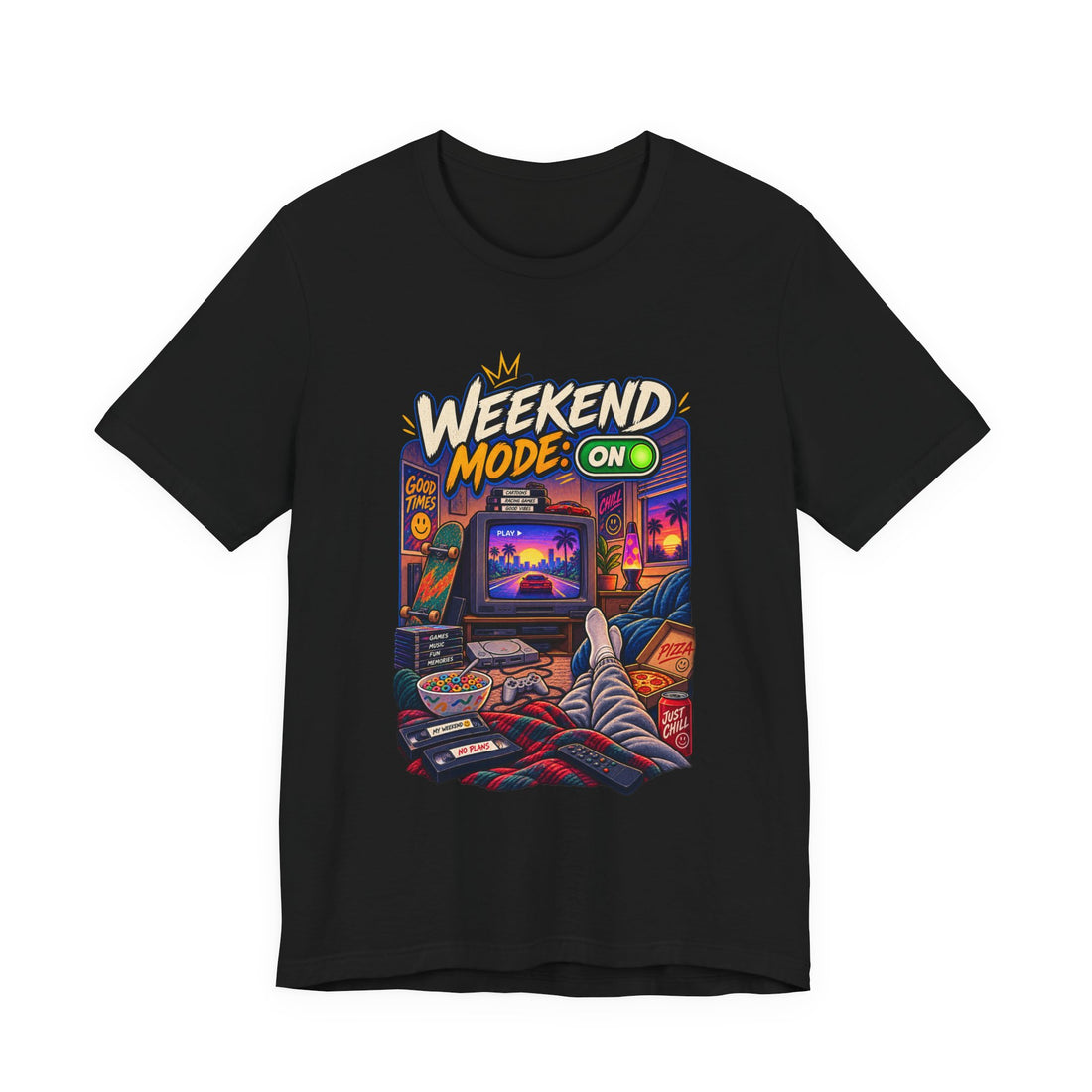 Weekend Mode On T-Shirt — Retro Gaming Lounge Graphic Tee