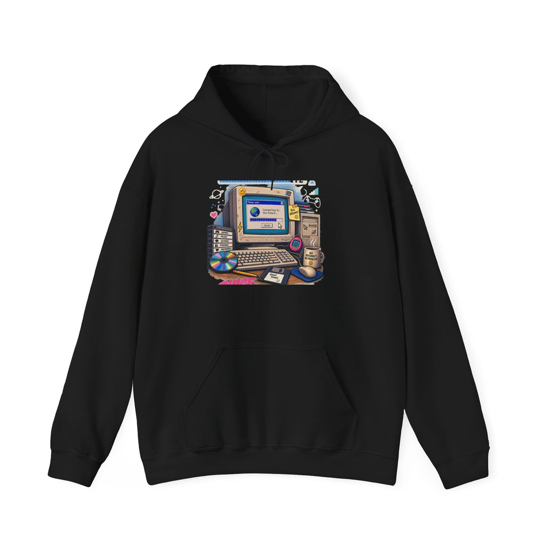 Retro Computer Desk Hoodie — Vintage PC Gamer Sweatshirt